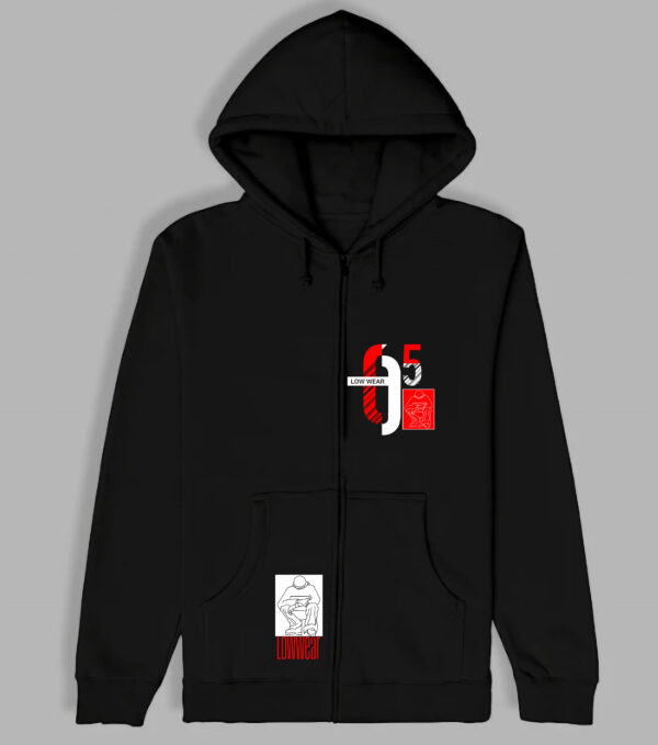 Logo 05 print cotton zip Hoodie