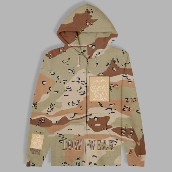 Camouflage Logo print cotton zip Hoodie