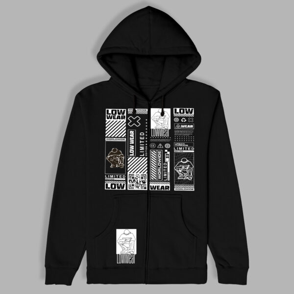 Multi Logo cotton zip Hoodie