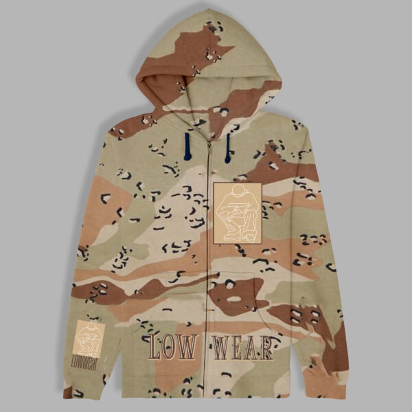 Camouflage Logo Print Cotton zip Hoodie
