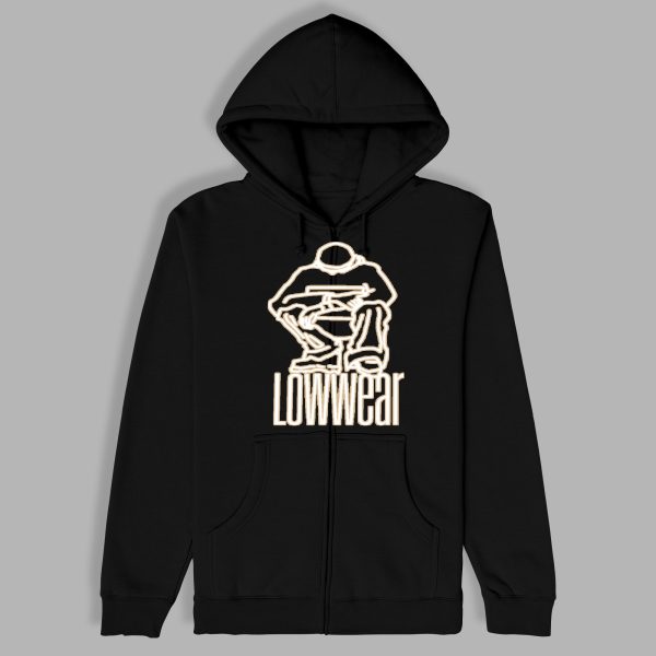 Low wear Gold logo Cotton zip Hoodie