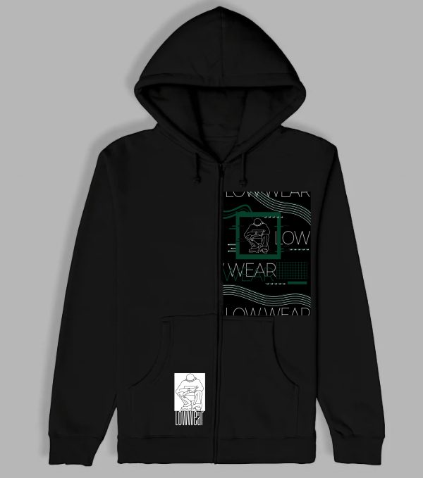 Low wear Wave logo Cotton zip Hoodie