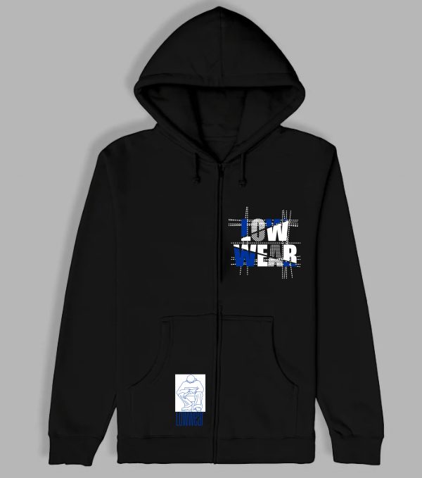 Low wear stitch print Cotton zip Hoodie