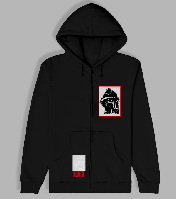 Low wear logo Cotton zip hoodie