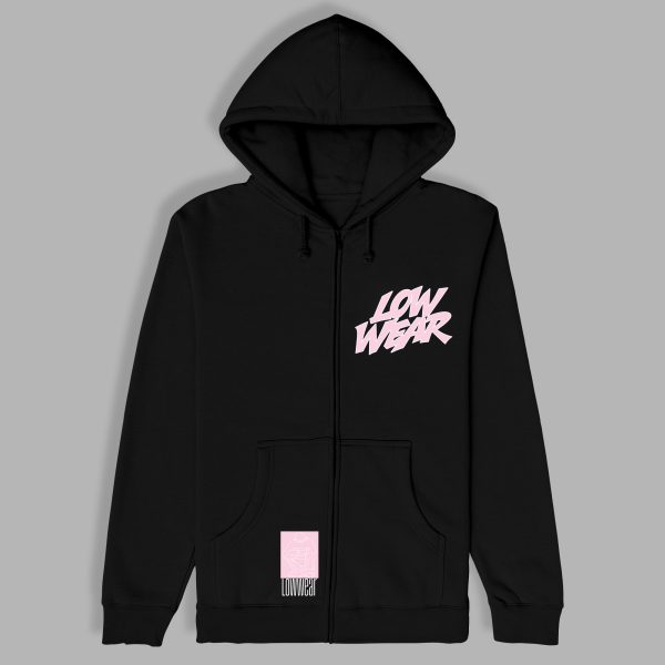 Low wear pink Cotton zip Hoodie