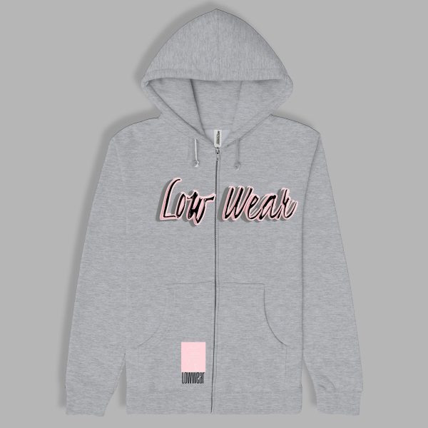 Low wear pink pinstripe Cotton zip Hoodie