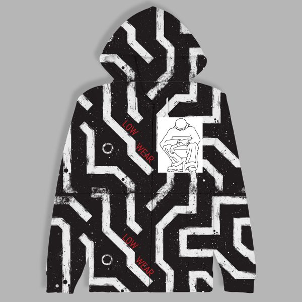 Low wear Puzzle print Cotton zip Hoodie