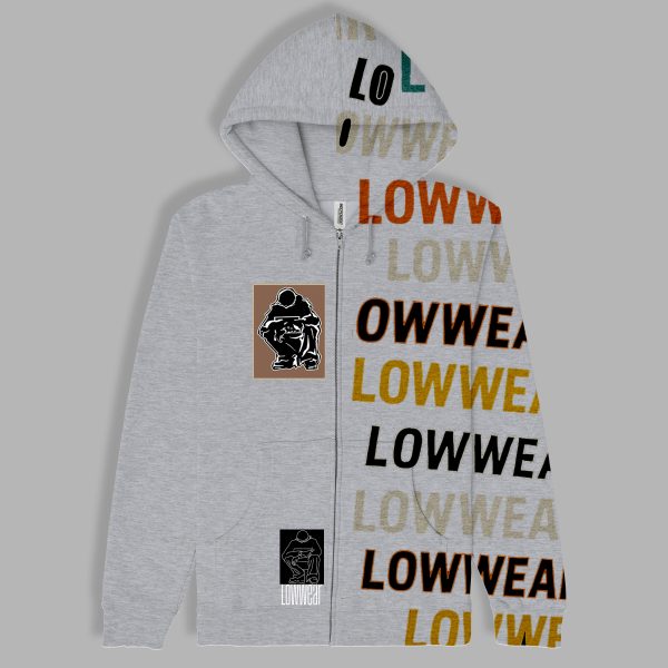 Low wear half print Cotton zip Hoodie