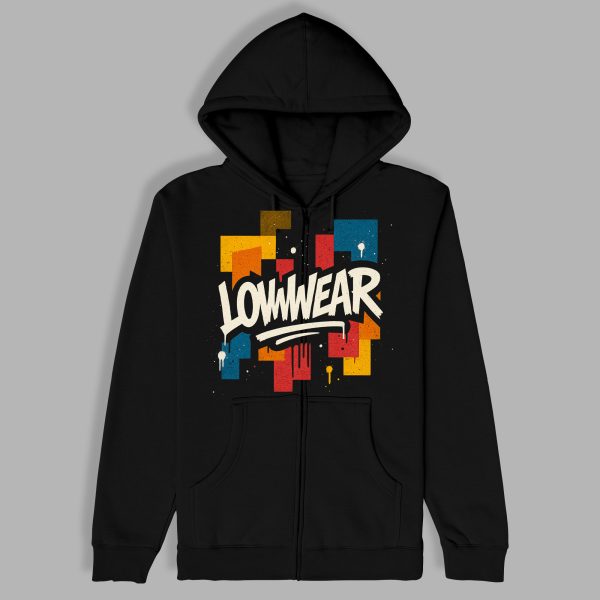 Low wear square print Cotton zip Hoodie