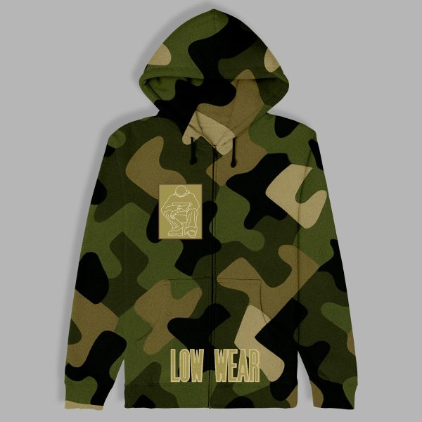 Low wear logo Cotton zip Hoodie