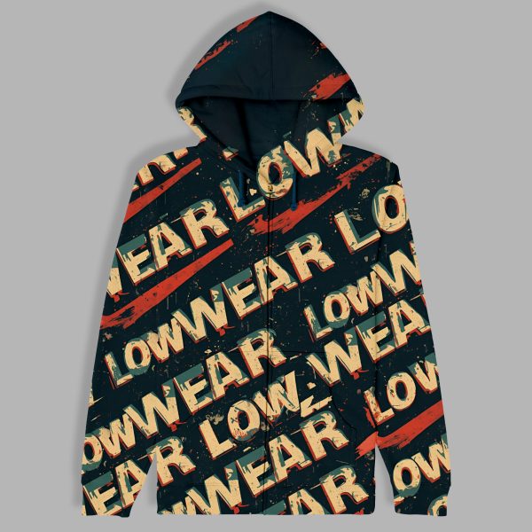 Low wear wide print Cotton zip Hoodie
