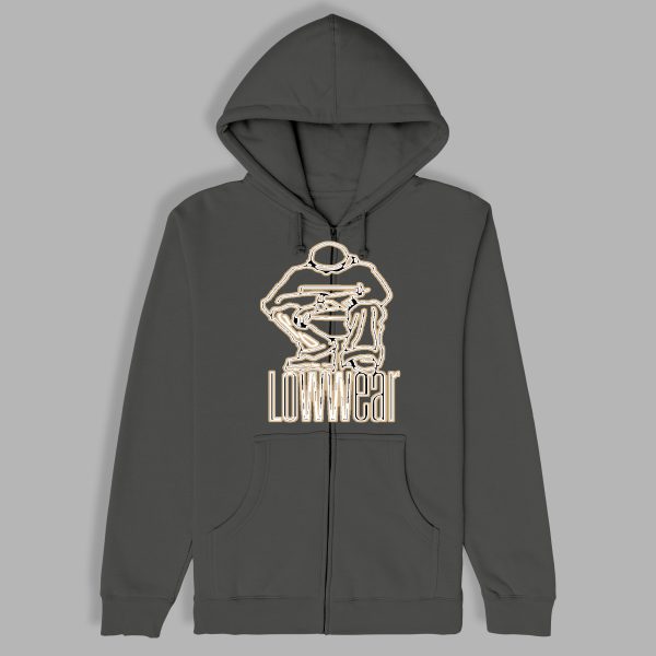 Low wear Gold logo print Cotton zip hoodie